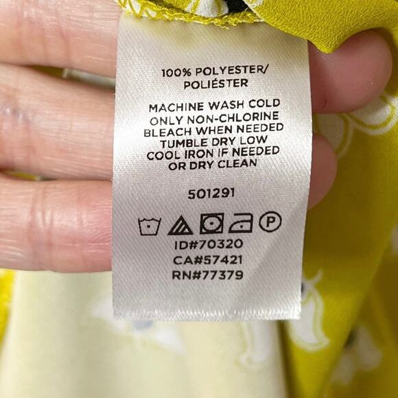 Ann Taylor Women's Top XS Floral Mustard Yellow Sleeveless Ruffle V-Neck Tank - Picture 8 of 8